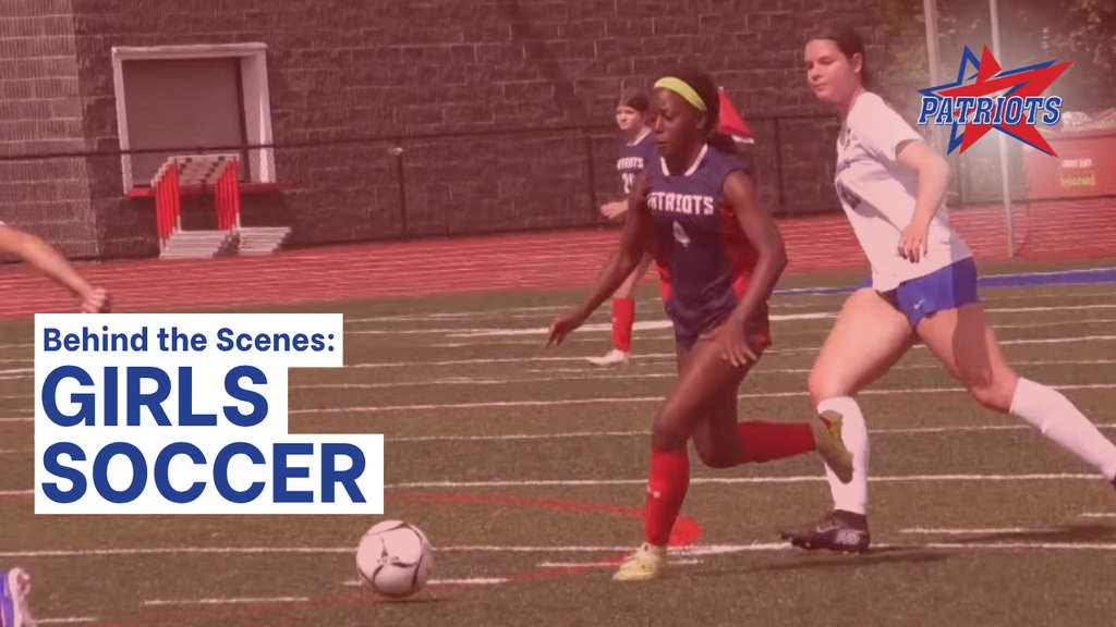 showcase sports tv behind the scenes girls soccer graphic with image of binghamton girls soccer player kicking ball during game against horseheads