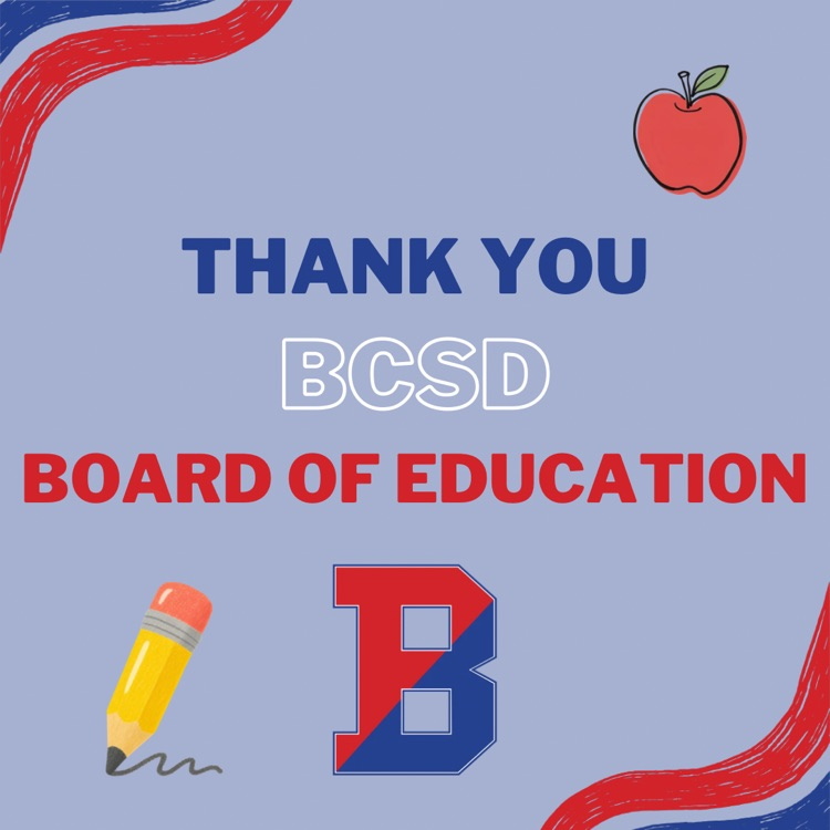 school board recognition week graphic reading thank you BCSD board of education