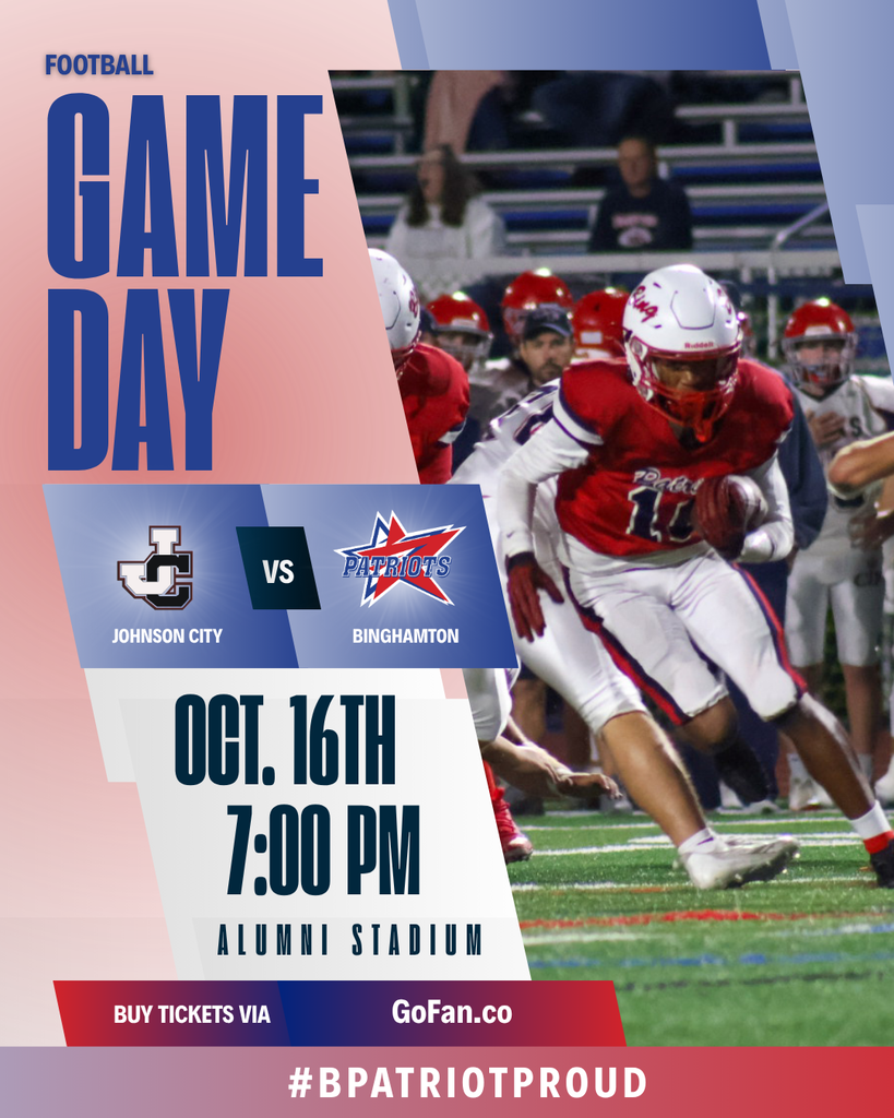 game day graphic with information about football game against johnson city