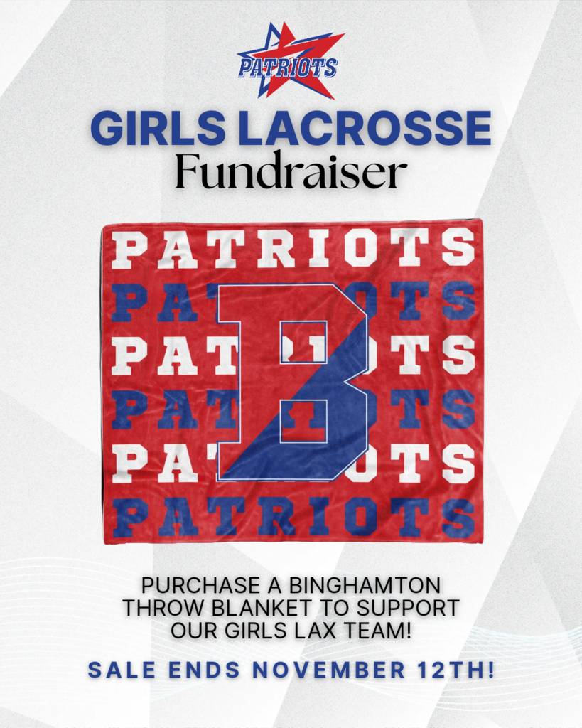 flyer with image of binghamton patriots throw blanket