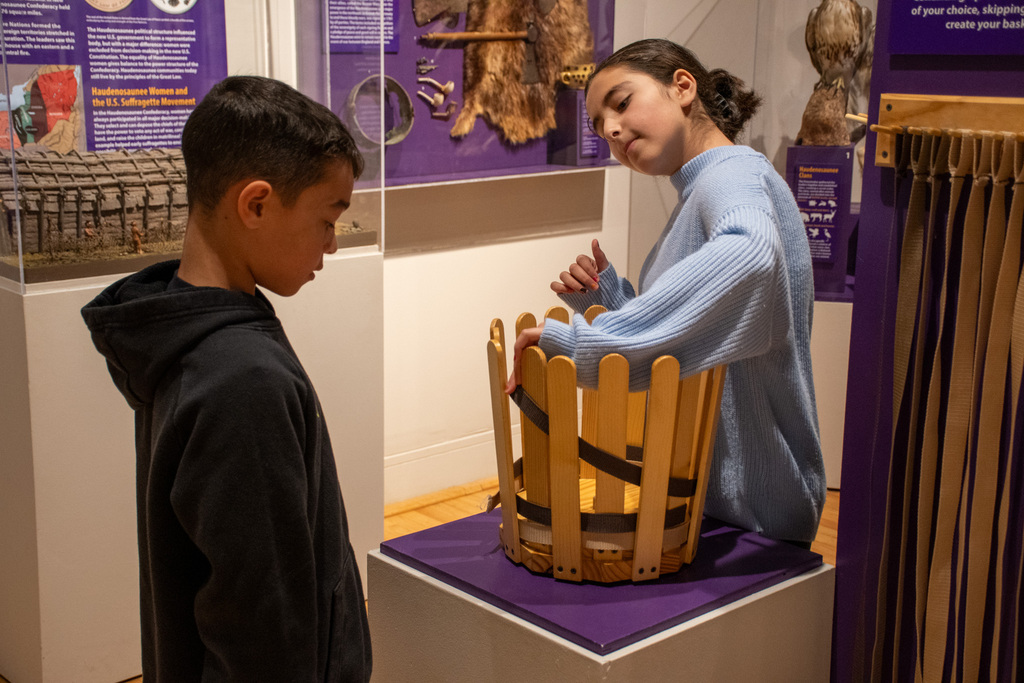 students try basket weaving activity