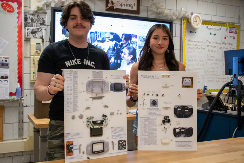 justin katz and franics otero display projects in classroom