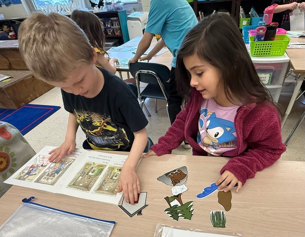 Students practice retelling stories.