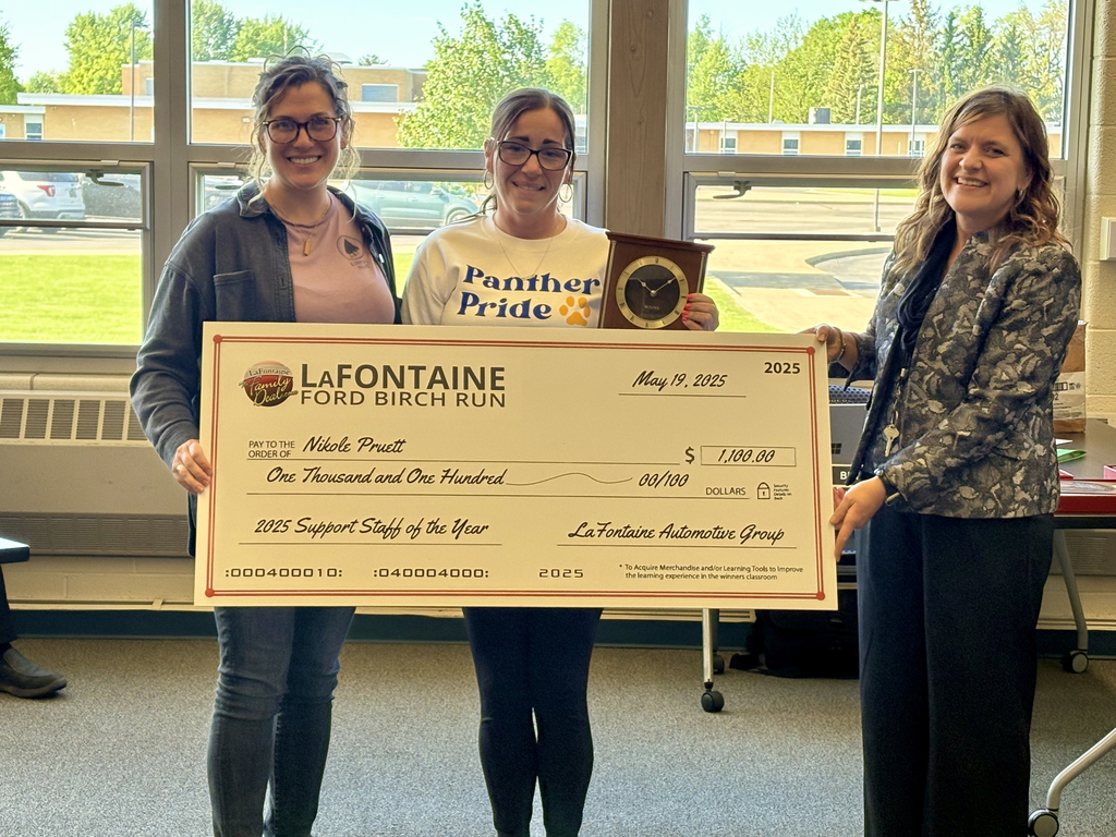 Nikole Pruett was named the 2025 Birch Run Area Schools Support Staff Member of the Year!