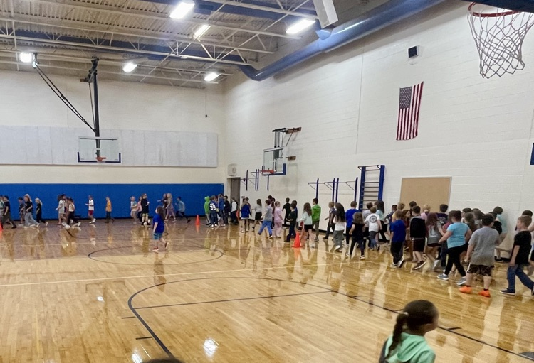 Students walking in the Walkathon. 
