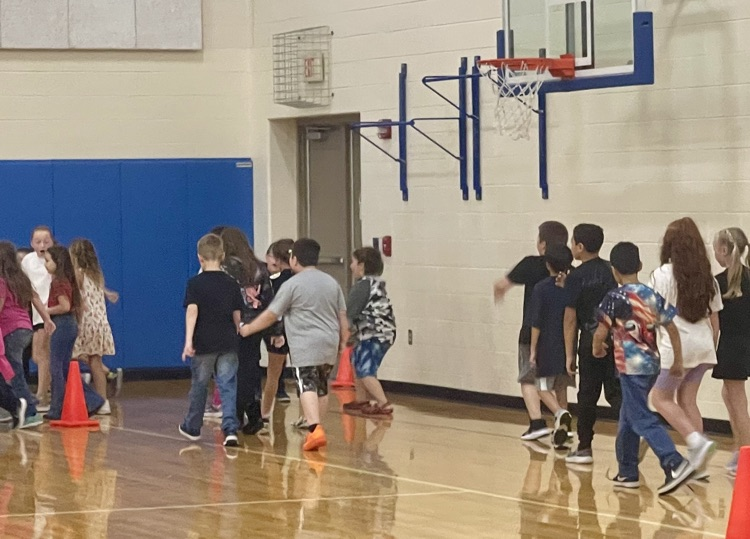 Students walking in the Walkathon. 