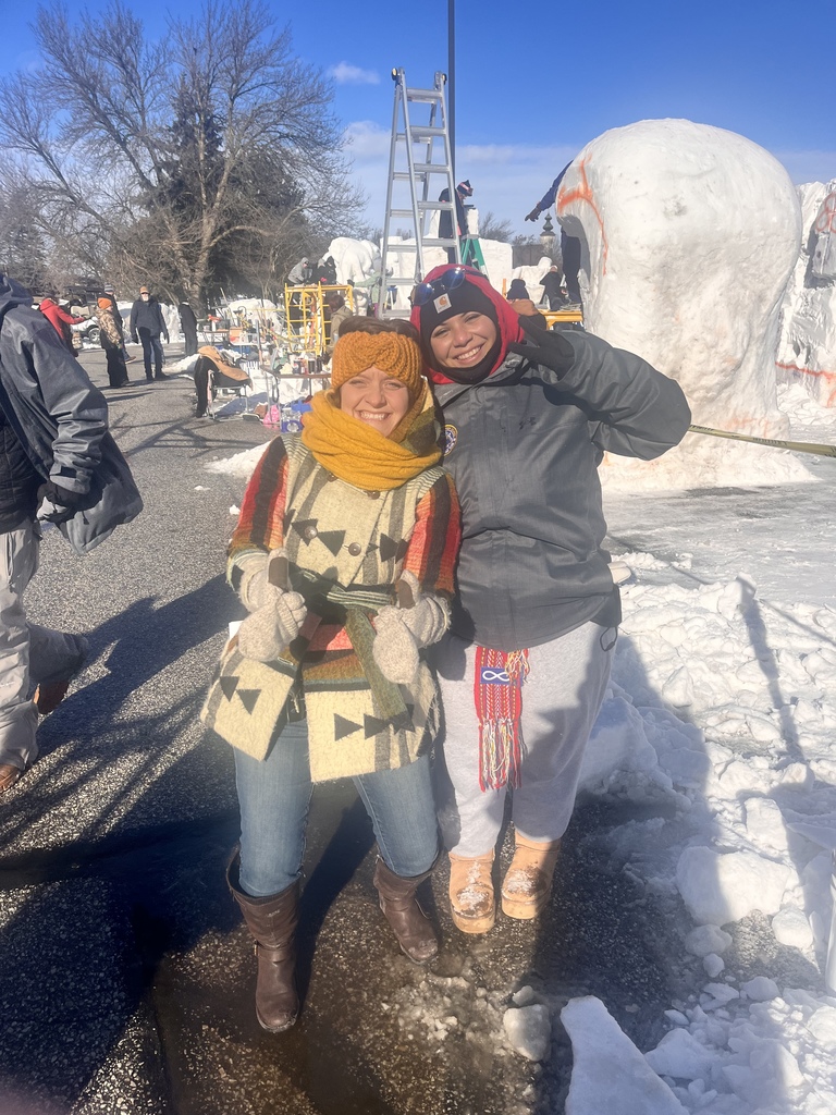 Mrs. Martindale and one of the BRHS sculptors.