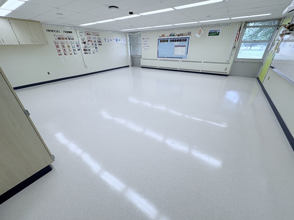 Elementary classroom with new flooring installed.