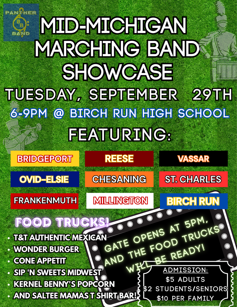 Marching Showcase Sept. 29th at 6pm with food trucks