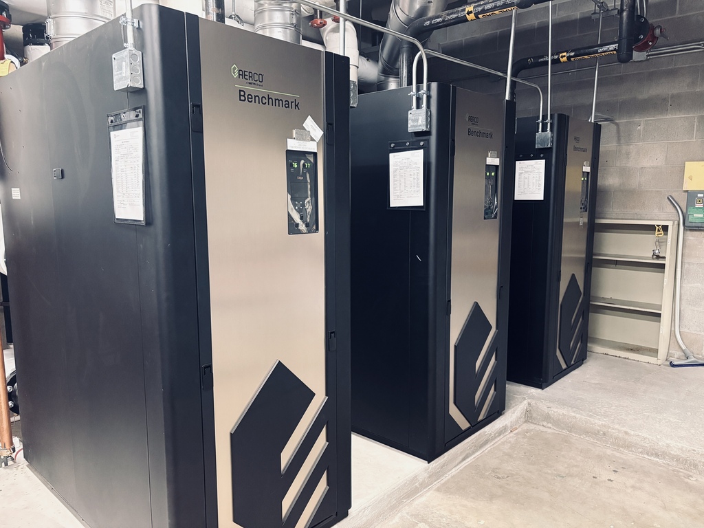 This photo might not look much different, but if you look close you’ll see inspection sheets hanging off of our brand new boilers. That’s right, they are fully tested, inspected and ready for use. Thank you to our community for supporting the May bond which has funded this project! 