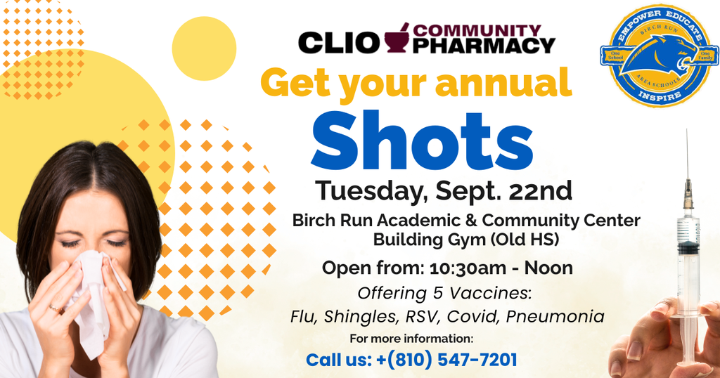 Vaccine Clinic 9-22-26 at 10am-noon at BRHS