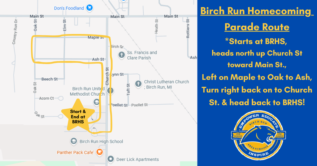 Homecoming parade route