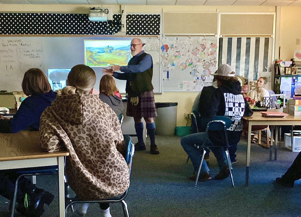 Dr. Ellis teaching English classes about Celtic traditions