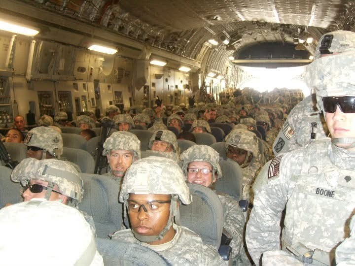 Plane filled with troops