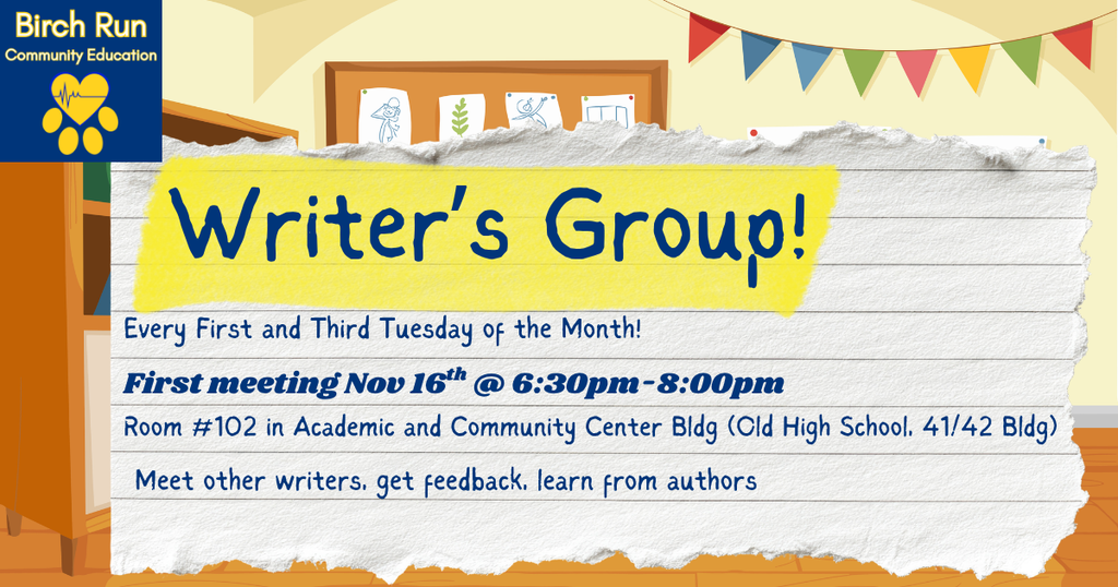 Writer's group starts Nov. 17th at 6:30pm in the 41/42 Bldg