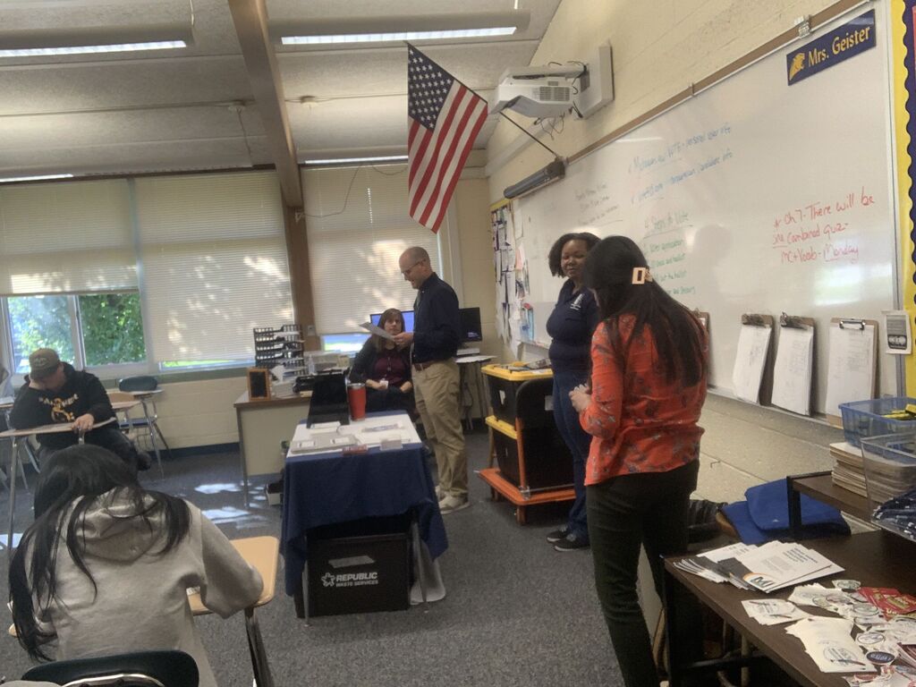 Mr. Birkmeier at voting simulation