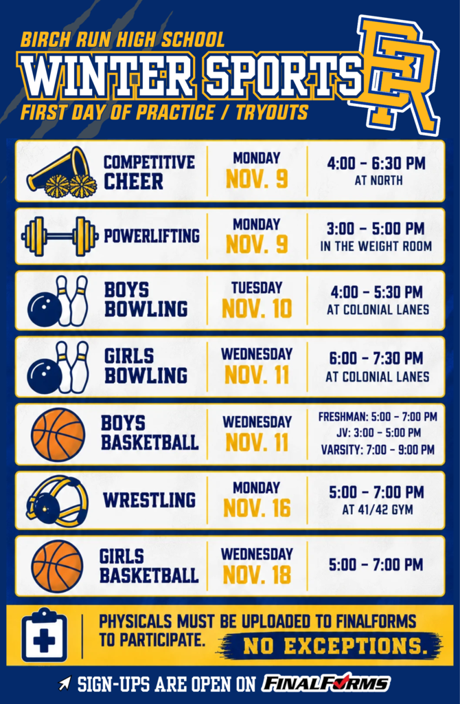 Winter Sports Start Dates