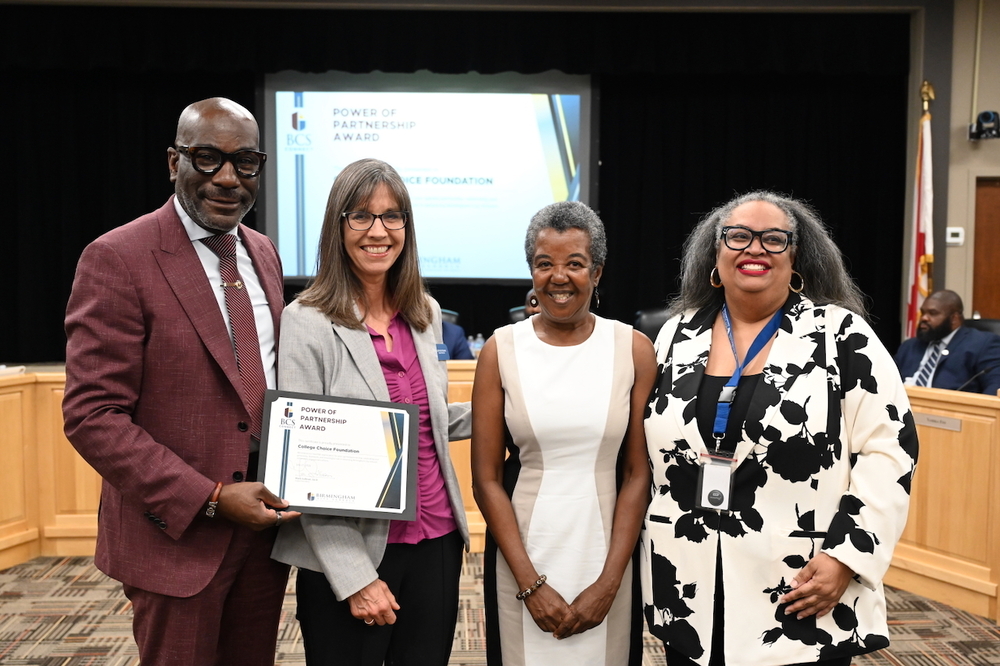 Superintendent Dr. Mark Sullivan, College Choice Foundation representatives Dr. Lori Bateman and Dr. Denise Thornley Brown, Senior Executive Director of Strategic Partnerships and Community Engagement Adrianne Marbury