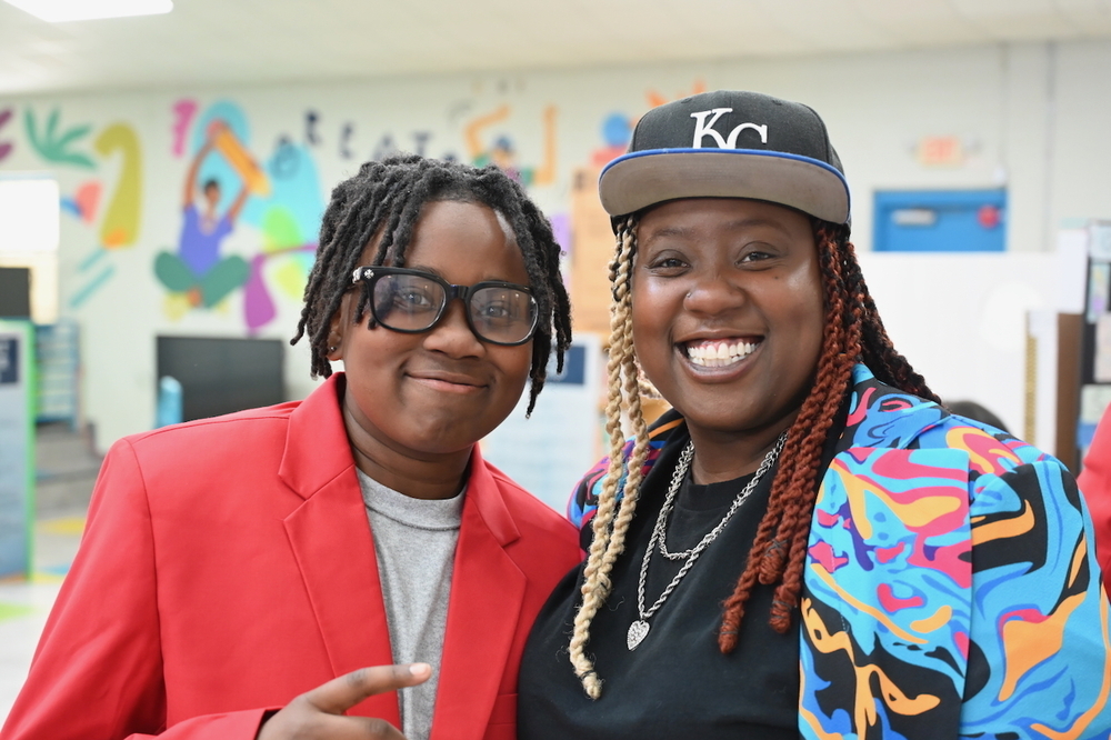 South Hampton K-8 scholar James Spates and his mother Shanikqwa Johnson