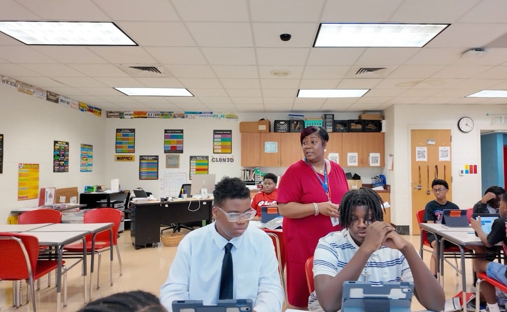 Tameeka Hall teachers eighth-grade English.