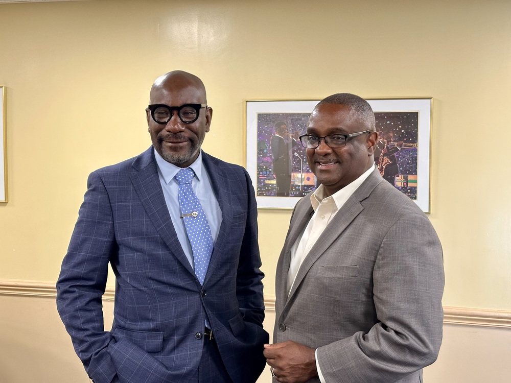 Dr. Mark Sullivan and Dr. Walter Gonsoulin pose during Birmingham Times photo shoot