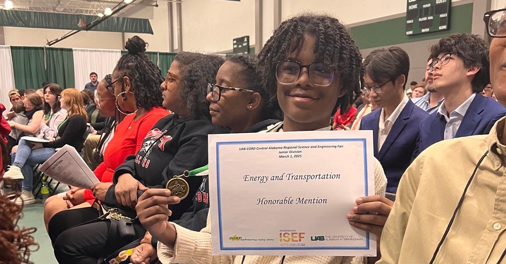 W.J. Christian 8th grader Jackson Harton won Honorable Mention in the Energy & Transportation Junior Division category for his project, Sound Materials.