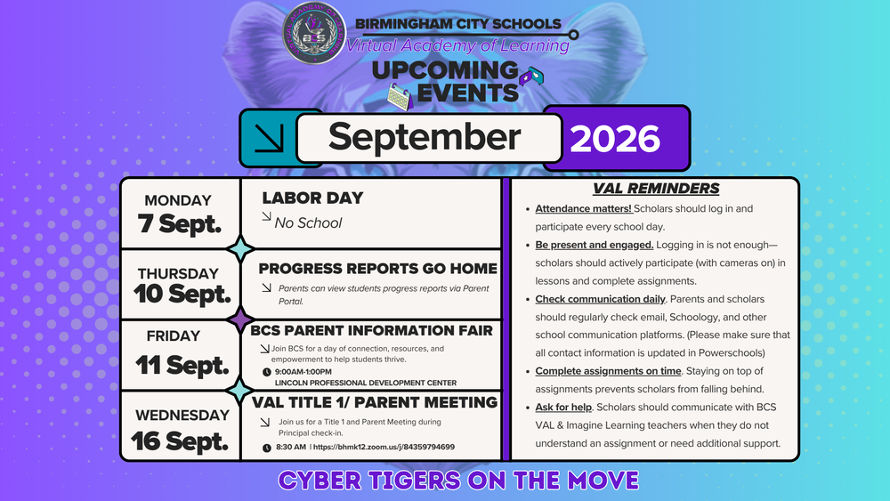 September 2026 at BCS VAL