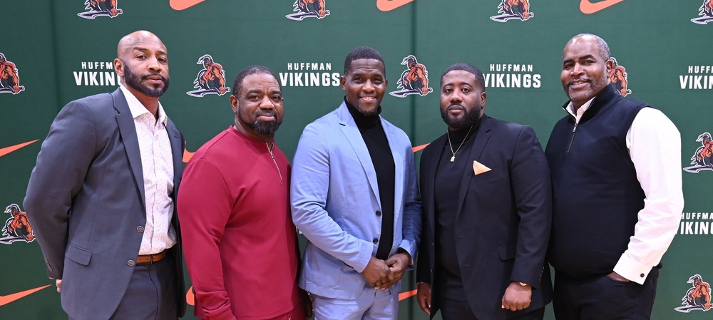 Huffman Athletic Director Steve Ward, BCS Athletic Director Henry Pope, Board President Sherman Collins, Coach Darrell Lebeaux, Huffman Principal Dr. John Lyons
