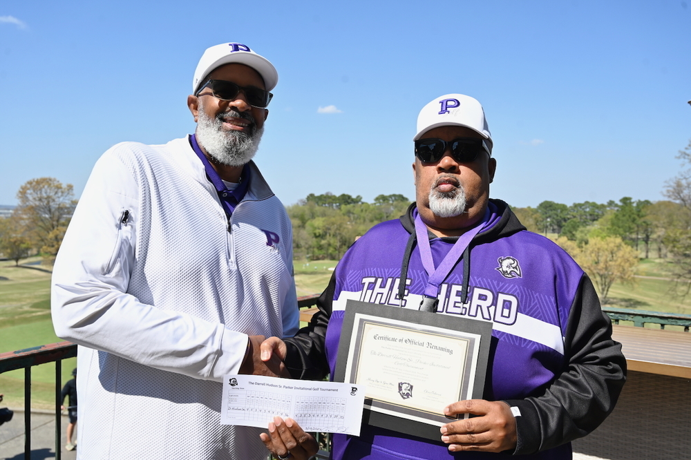 Parker Golf Coach Chris Osborne and Principal Darrell Hudson, Sr.