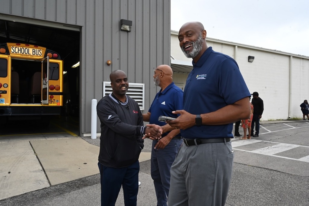 Chief Operations Officer Michael Moore mingles with the Transportation Department.