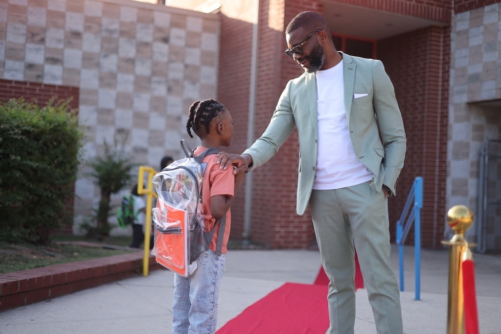 Mayor Randall Woodfin greets our scholars on the first day of school.