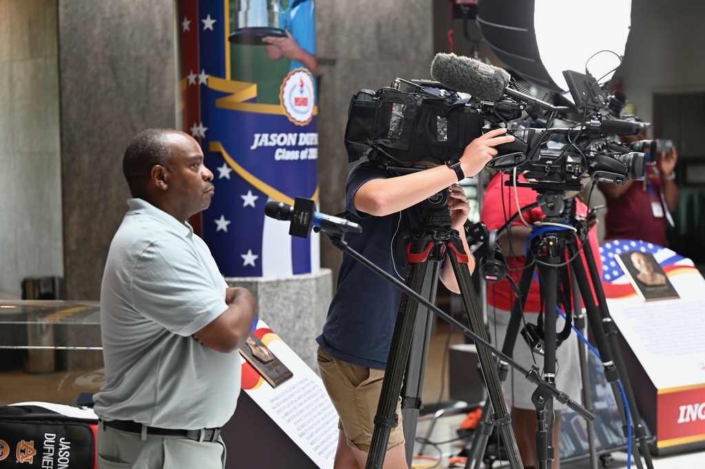 BCS Media's Ray Turner listens after asking a question to the Thundering Herd representatives.