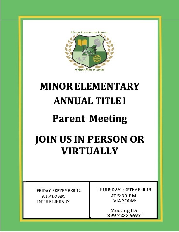 Please join us for the upcoming Title I Meetings