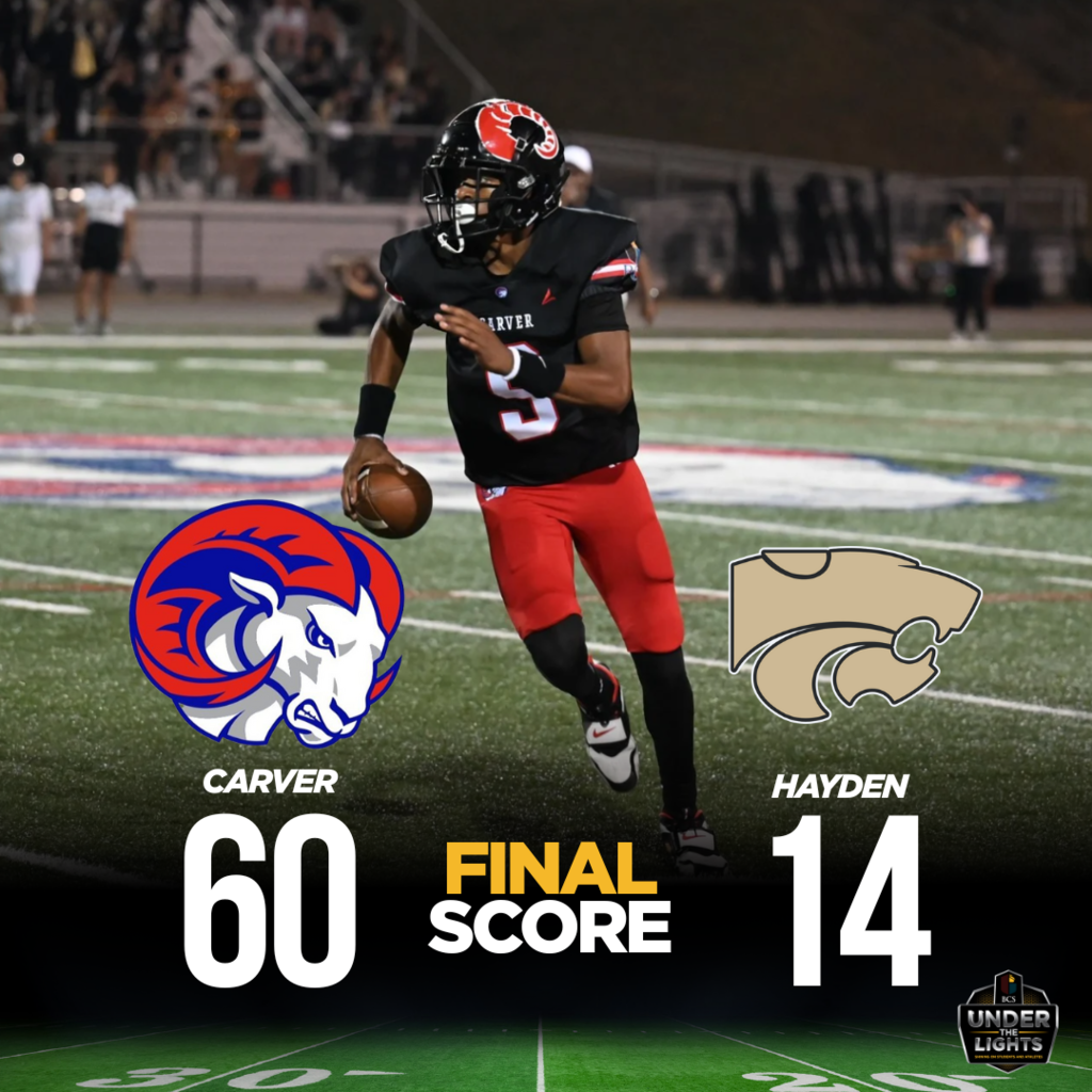 FINAL SCORE Carver 60, Hayden 14