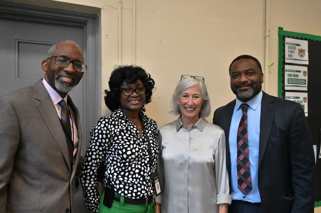 BCS Instructional Superintendent Dr. Craig Witherspoon, Barrett Principal Tarja Lawson, Board Member Mary Boehm, and BCS Chief of Staff Dr. Terry Lamar