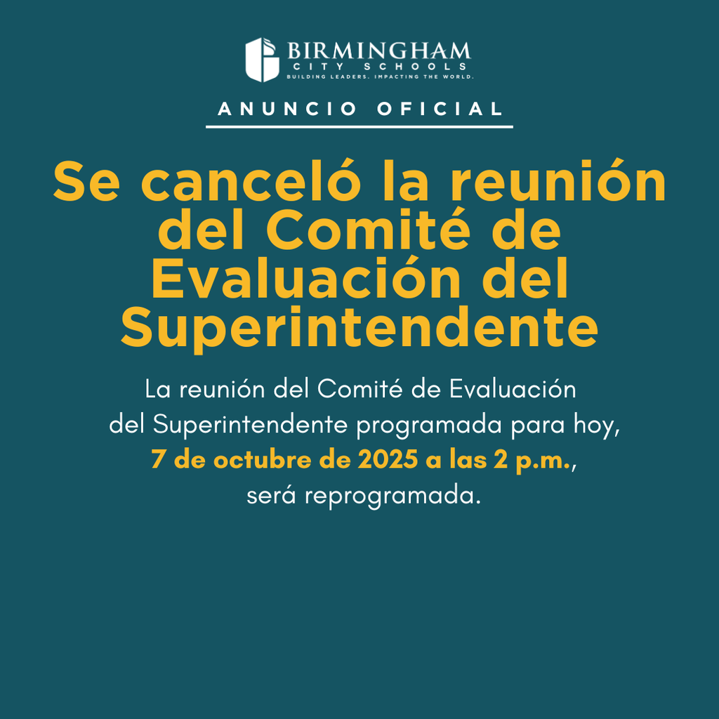 La reunión del Comité de Evaluación del Superintendente programada para hoy, 7 de octubre de 2025 a las 2 p.m., será reprogramada.