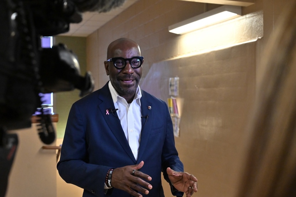 Dr. Sullivan speaks with the media. 