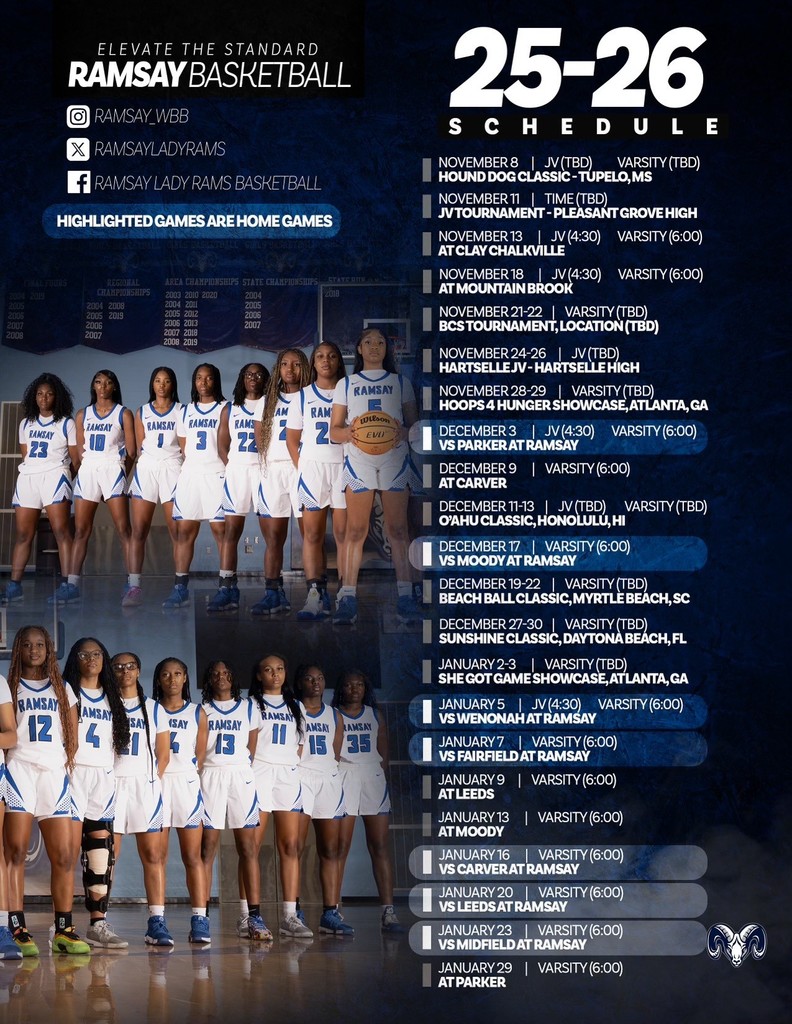 Lady Rams 25-26 Basketball Schedule