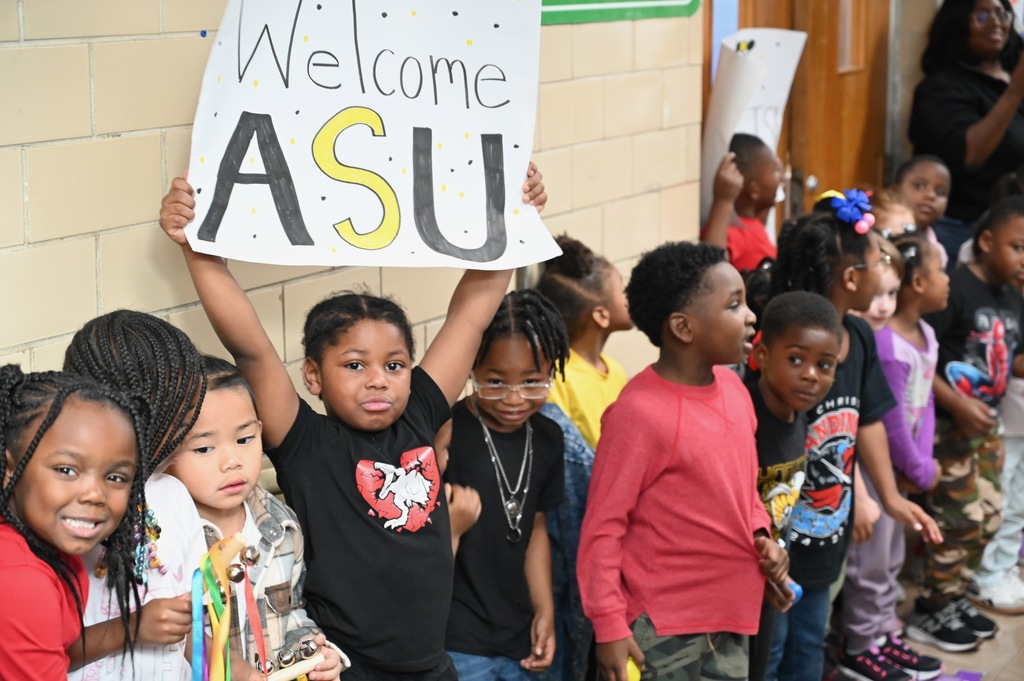 Alabama State University delegation visits W.J. Christian K-8 School