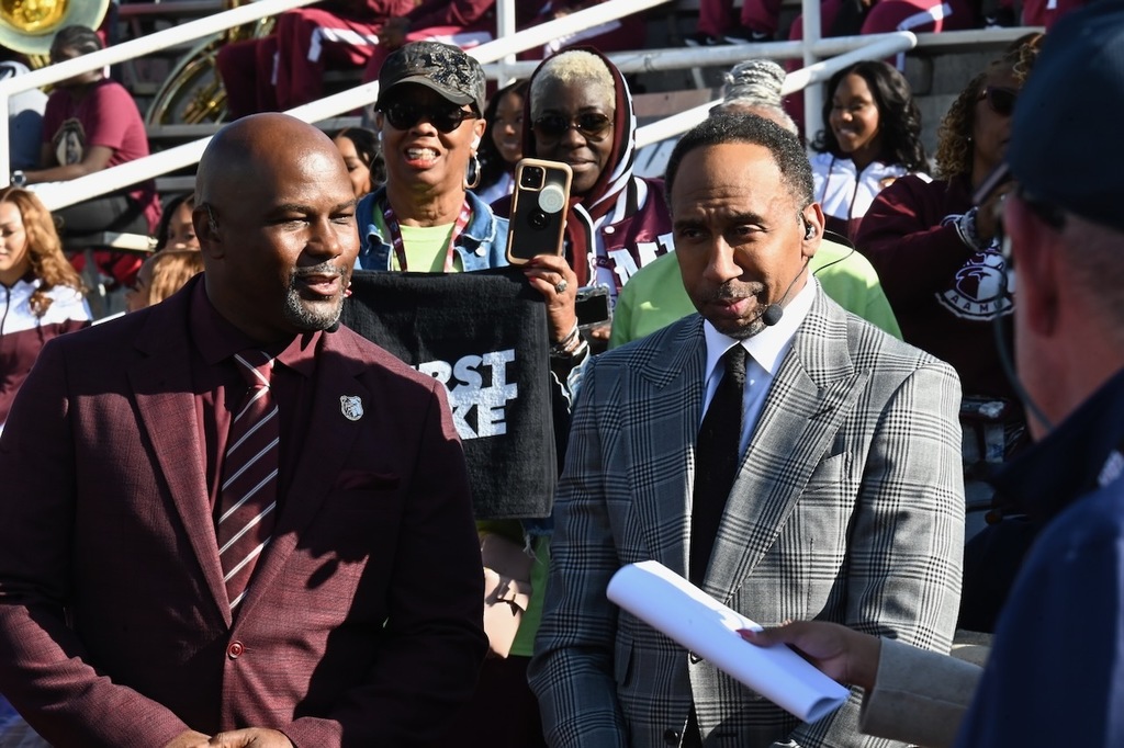Coach Sam Shade with ESPN's Stephen A. Smith