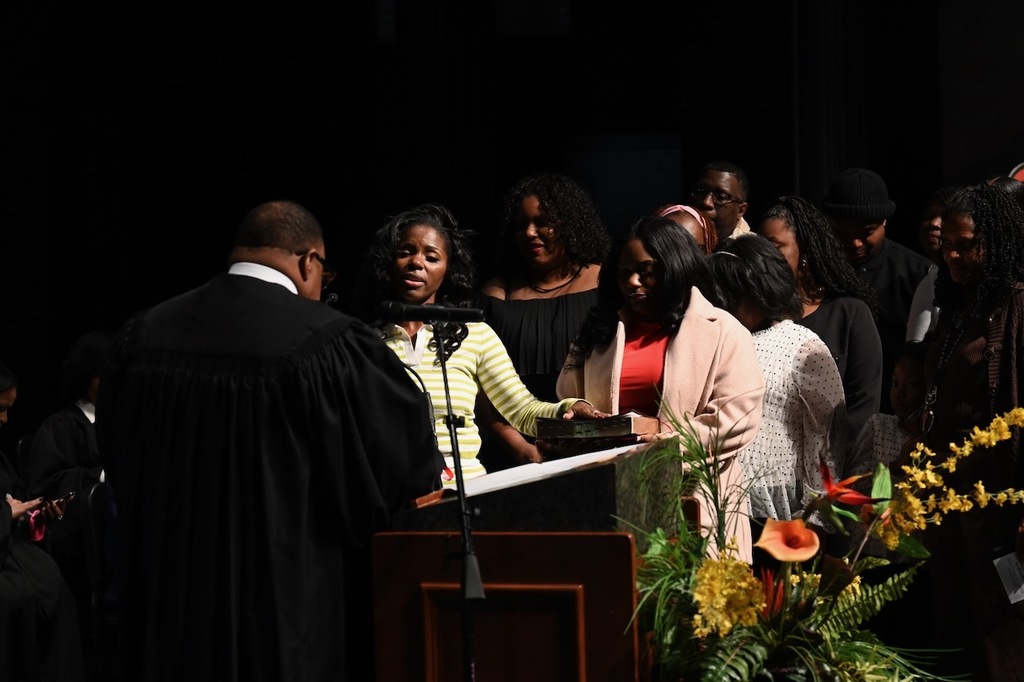 District 9 Representative Yamika Foy takes the oath of office.