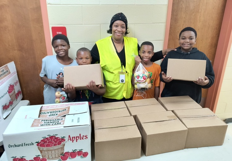Our Food Bank Coordinator Ms. McGhee and her 4th Grade Scholars are providing food boxes to our families and community. CP Rams Are meeting the expectation 💯  