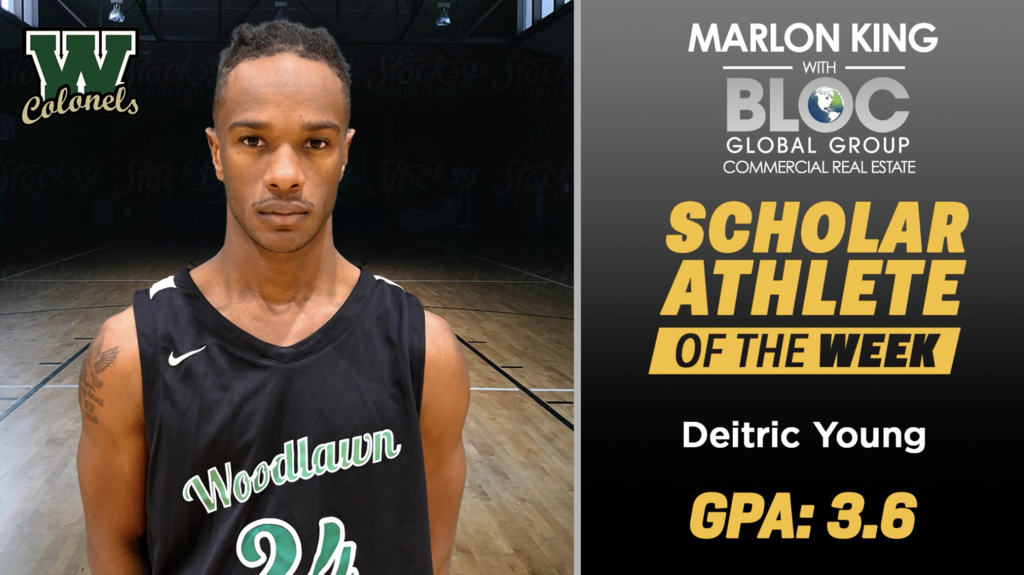 Marlon King with Bloc Global Group Scholar Athlete of the Week: Deitric Young GPA: 3.6