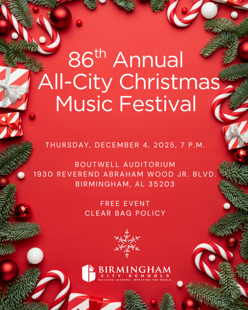 The 86th Annual All-City Christmas Music Festival is just TWO WEEKS away! Join us at Boutwell Auditorium on Dec. 4 at 7 p.m. for an evening of festive entertainment. The event is free and only clear bags will be allowed. #SuccessStartsHere