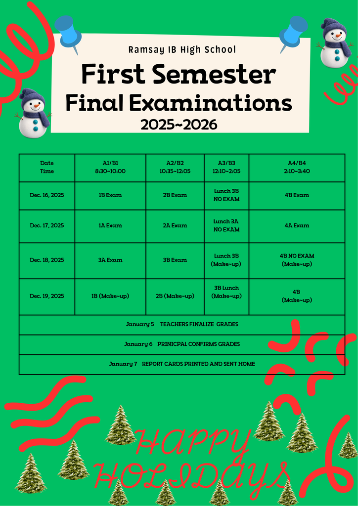 First Semester Final Examinations