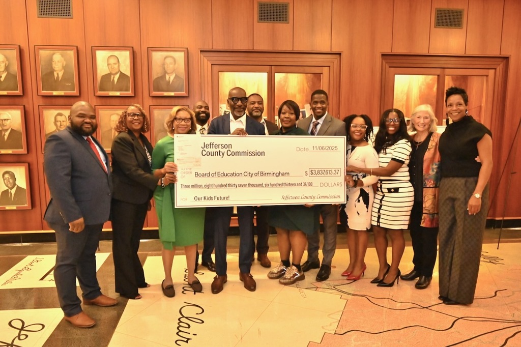 Today, the Jefferson County Commission presented our board with a check for $3,837,613.37 in support of our schools! #SuccessStartsHere