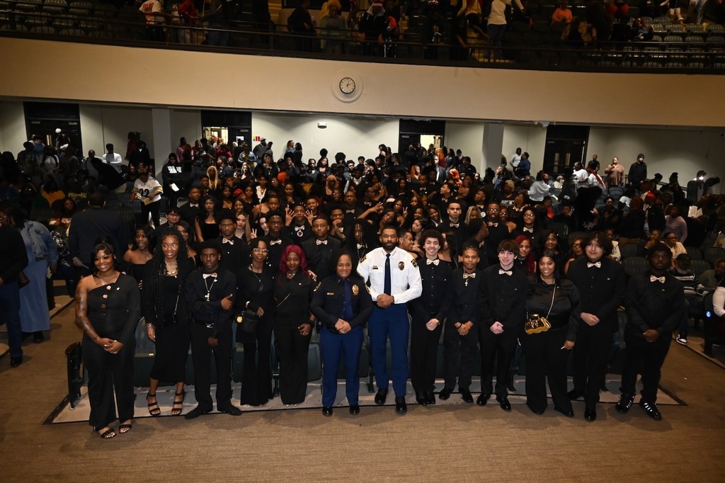 Chief Pickett and Lt. Powell with the Woodlawn High School Class of 2026