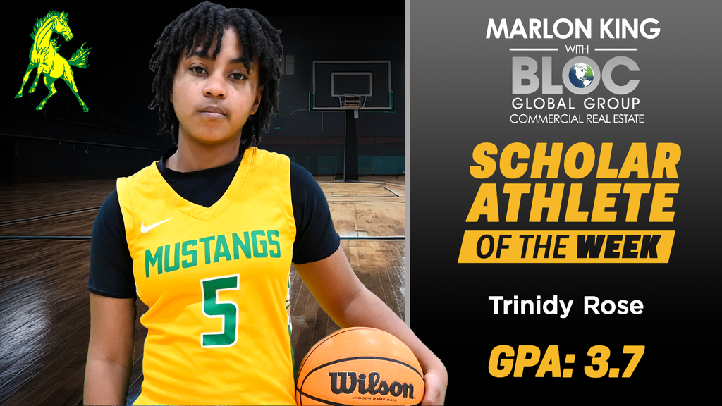 Marlon King with BLOC Global Group Commercial Real Estate Scholar Athlete of the Week: Trinidy Rose GPA: 3.7