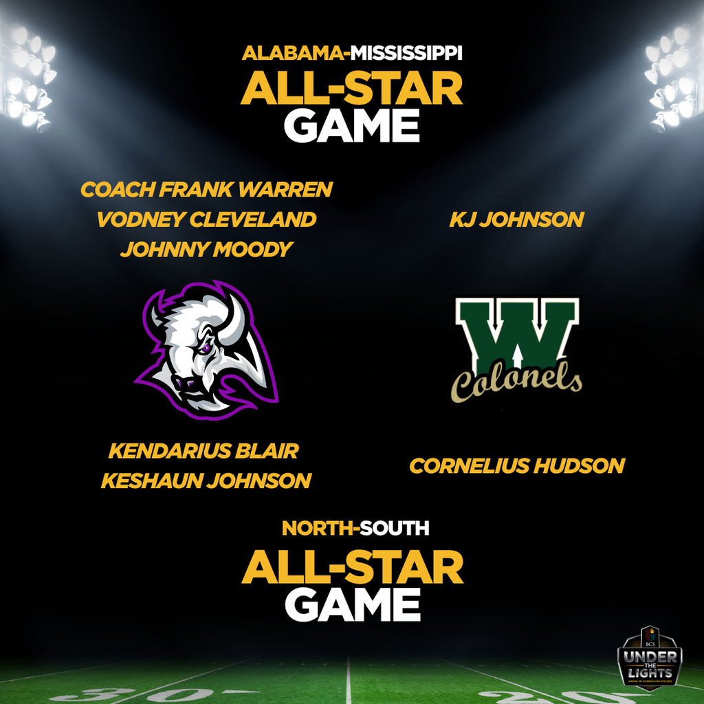 ALABAMA-MISSISSIPPI ALL-STAR GAME: PARKER’S COACH FRANK WARREN, VODNEY CLEVELAND AND JOHNNY MOODY AND WOODLAWN’S KJ JOHNSON; NORTH SOUTH ALL-STAR GAME: PARKER’S KENDARIUS BLAIR AND KESHAUN JOHNSON AND WOODLAWN’S CORNELIUS HUDSON