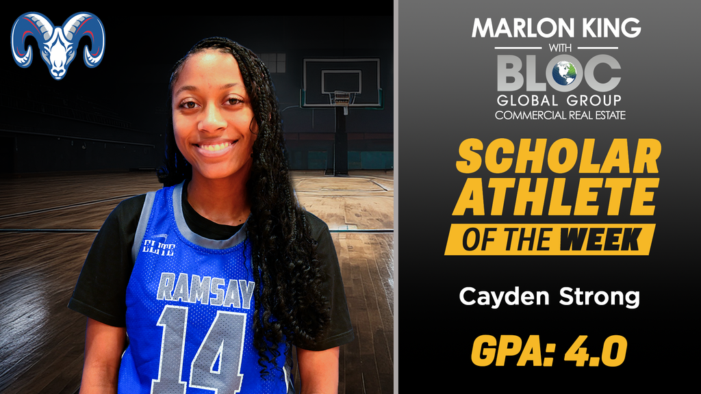Marlon King with BLOC Global Commercial Real Estate Scholar Athlete of the Week: Cayden Strong GPA: 4.0